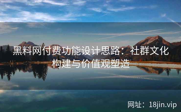 黑料网付费功能设计思路：社群文化构建与价值观塑造