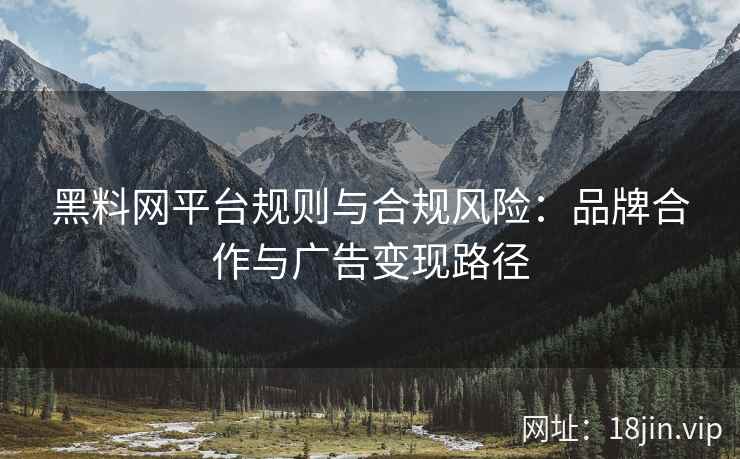 黑料网平台规则与合规风险：品牌合作与广告变现路径