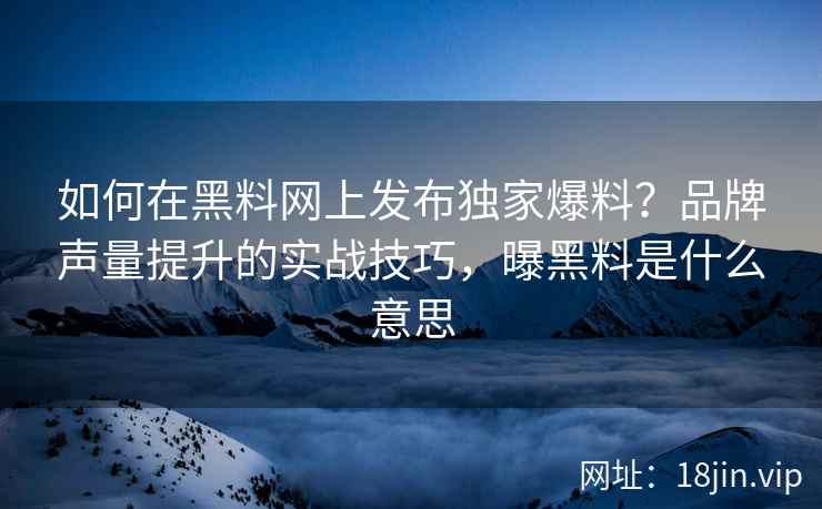 如何在黑料网上发布独家爆料？品牌声量提升的实战技巧，曝黑料是什么意思