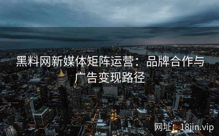 黑料网新媒体矩阵运营：品牌合作与广告变现路径