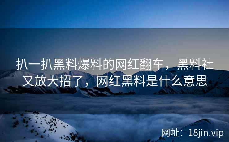 扒一扒黑料爆料的网红翻车，黑料社又放大招了，网红黑料是什么意思