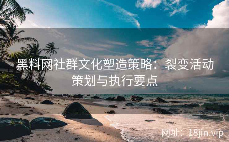 黑料网社群文化塑造策略：裂变活动策划与执行要点